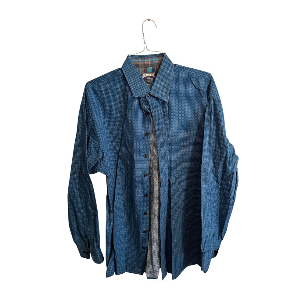 Panhandle 100% Cotton Blue Button Down Western Shirt - Men's Large Tall